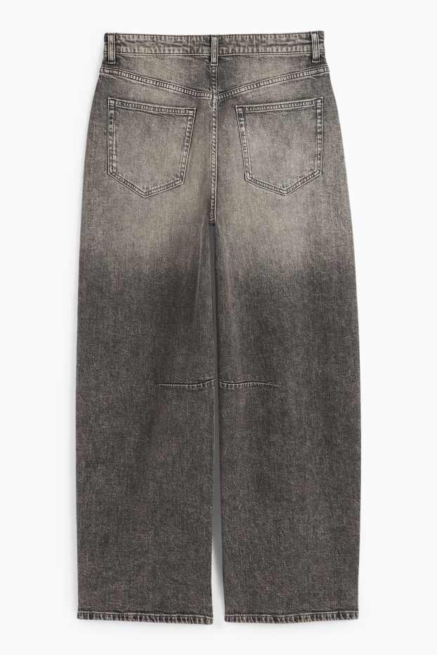 Women - Balloon jeans - mid-rise waist - denim-dark gray