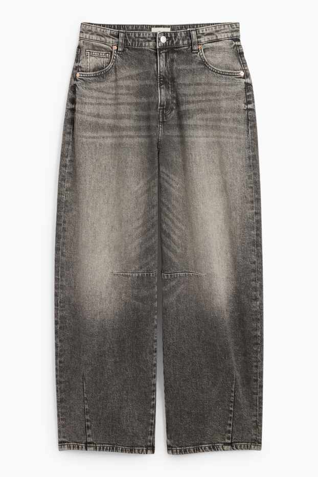 Women - Balloon jeans - mid-rise waist - denim-dark gray