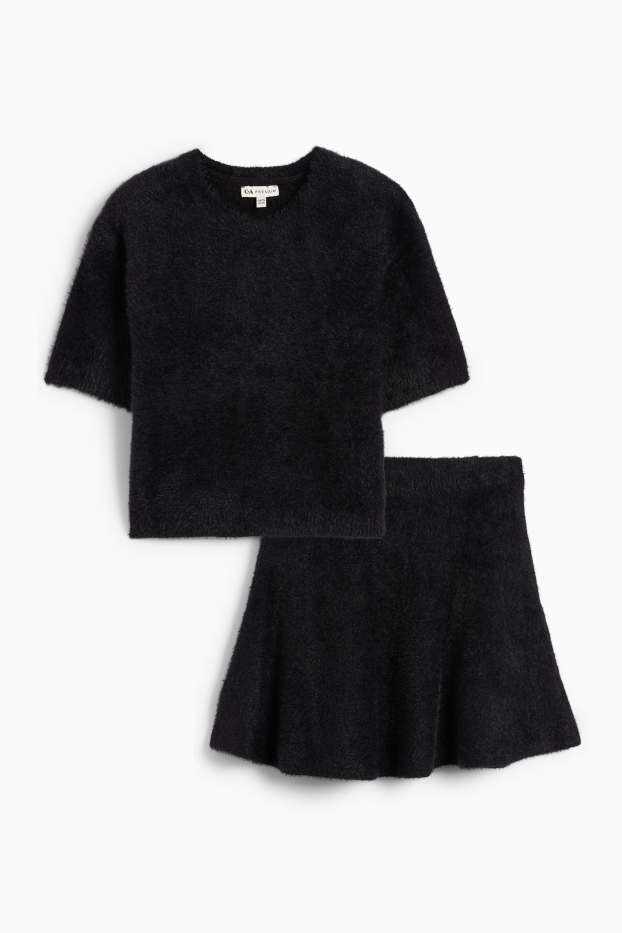 Niños: niñas - Conjunto - jersey y falda - 2 prendas - negro