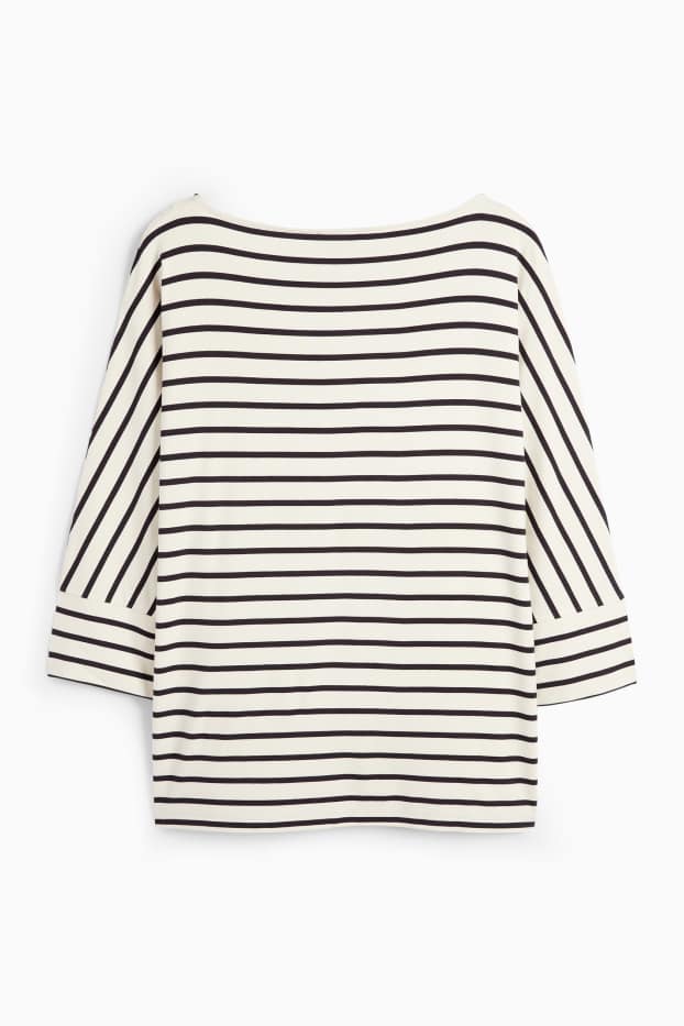 Femmes - Haut à manches longues - regular fit - rayures - noir / blanc