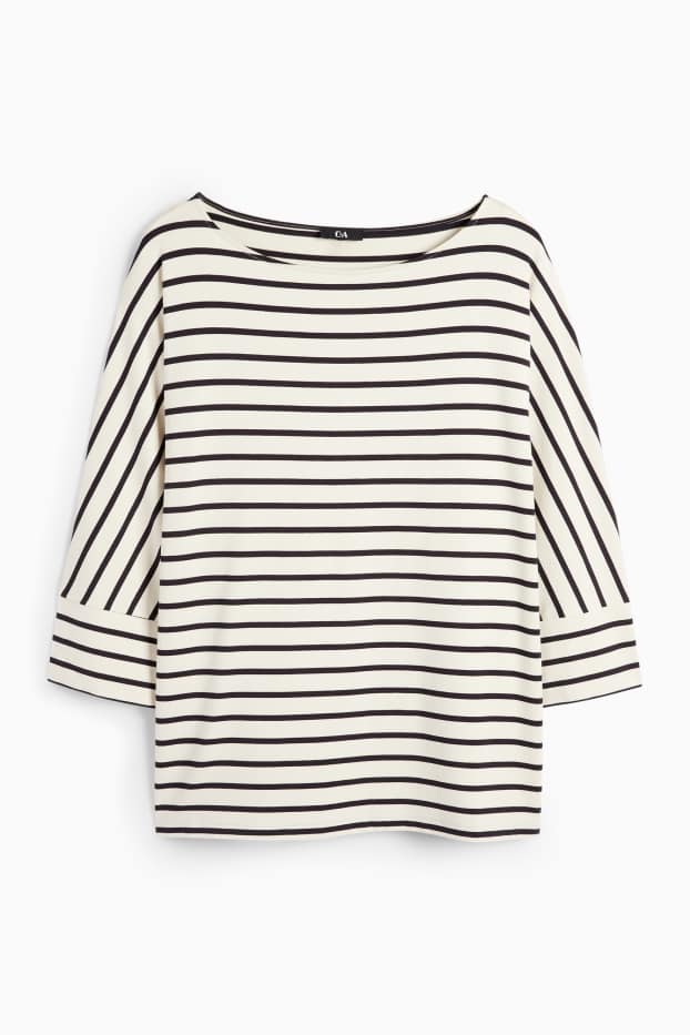 Femmes - Haut à manches longues - regular fit - rayures - noir / blanc