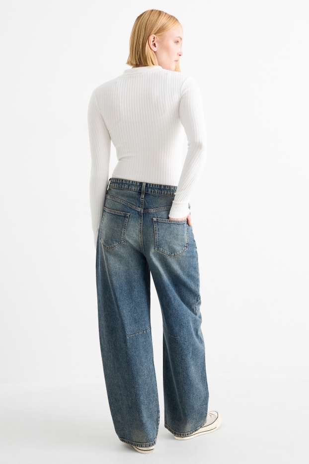 Dames - Balloon jeans - mid waist - jeansblauwgrijs