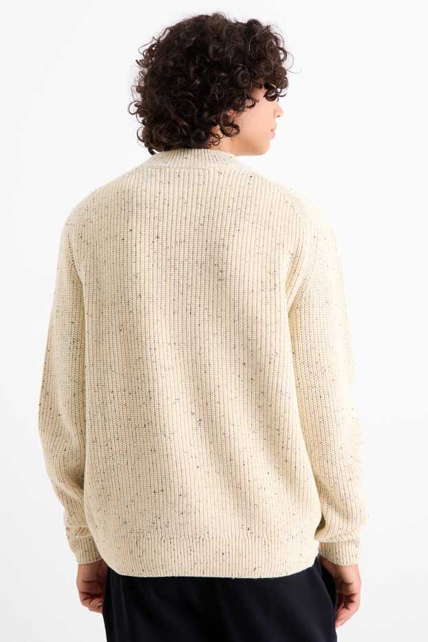 Herren - Pullover - gerippt - hellbeige