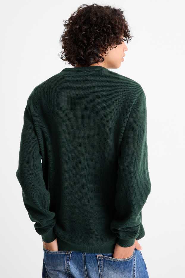 Herren - Pullover - strukturiert - dunkelgrün