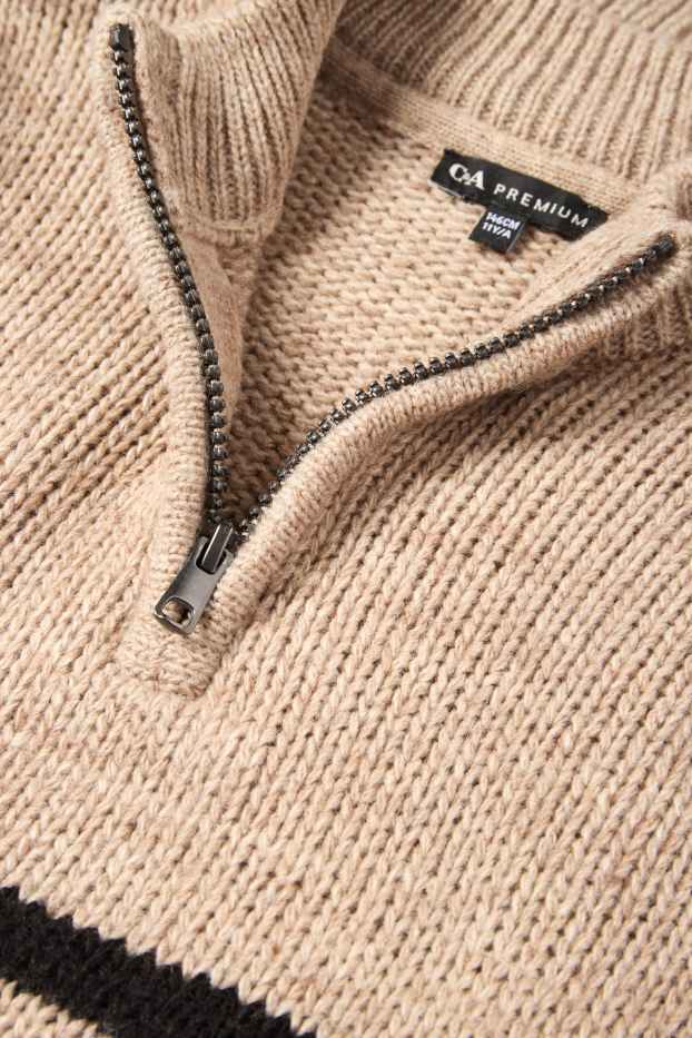 Enfants garçons - Pull - à rayures - beige