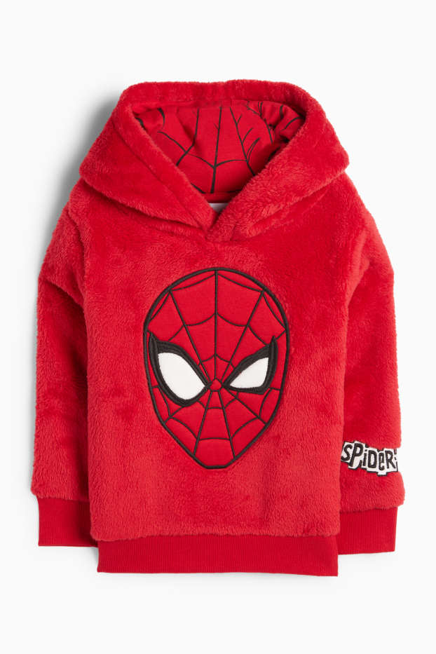 Děti - chlapci - Spider-Man - mikina s kapucí - tmavočervená