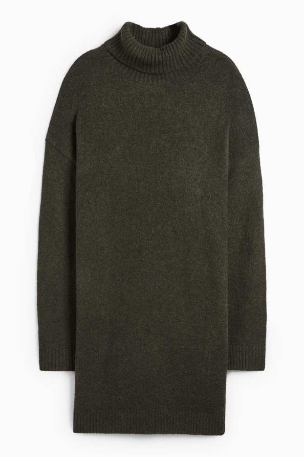 Dona - Vestit de punt de mitja - verd fosc