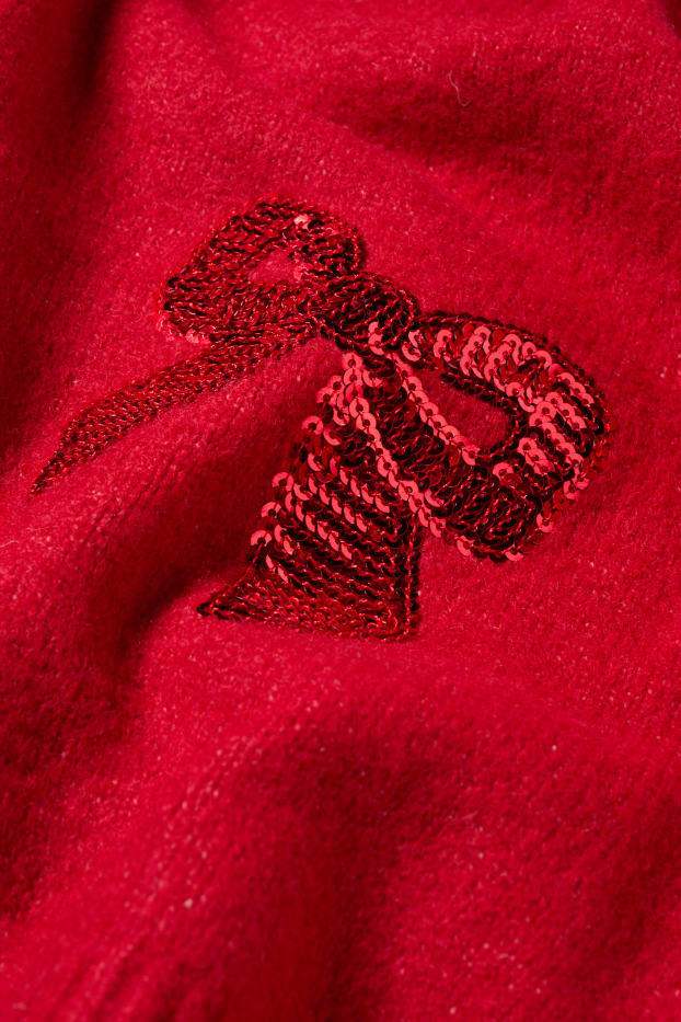 Femei - Pulover - aspect lucios - roșu