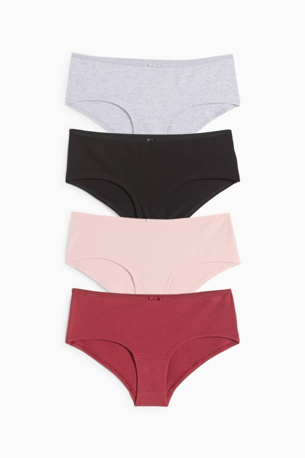 Damen - Multipack 4er - Hipster - dunkelrot