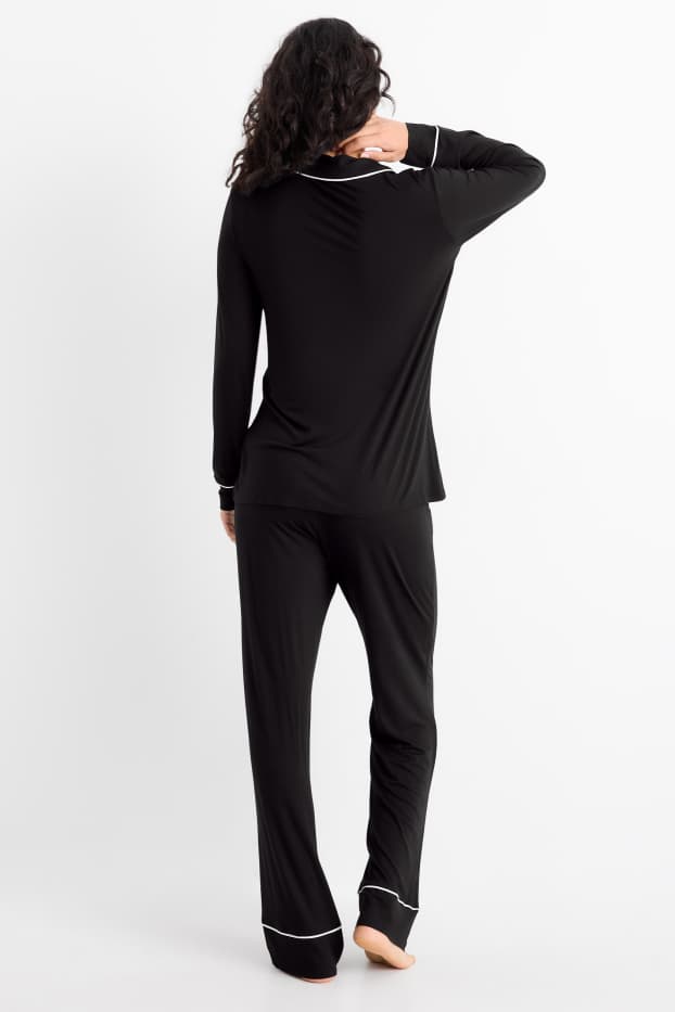 Damen - Viskose-Pyjama - schwarz