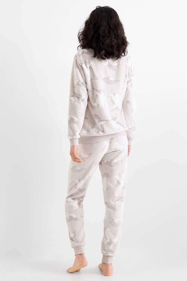 Damen - Winterpyjama - hellgrau