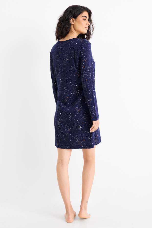 Women - Nightdress - patterned - dark blue