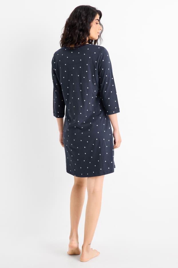 Women - Nightdress - polka dot - dark blue