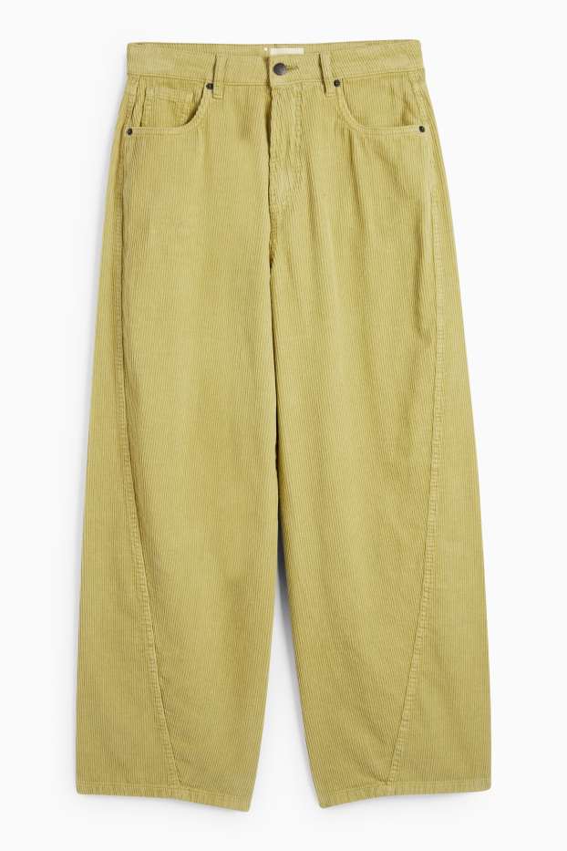 Dona - Pantalons de pana - mid waist - barrel leg - verd clar