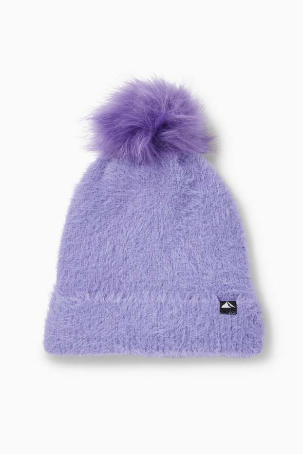 Nena - Gorro d’esquí amb borla - acanalada - violeta clar