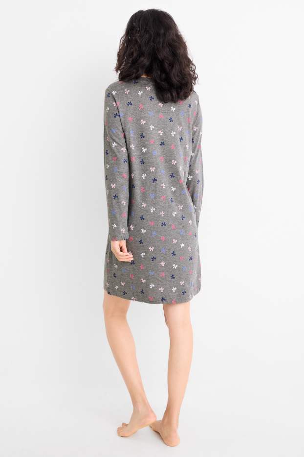 Women - Nightdress - patterned - gray