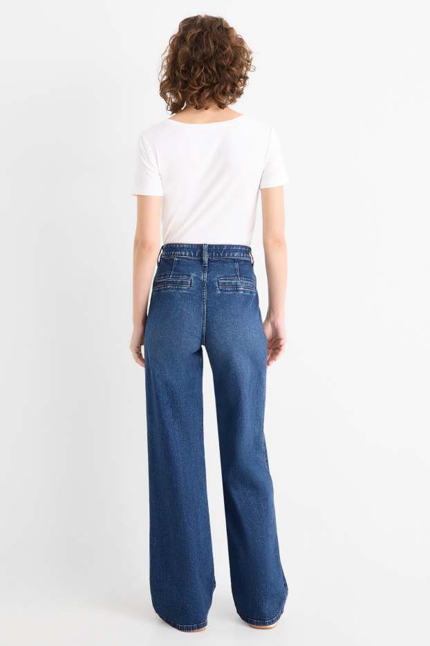 Femei - Wide leg jeans - talie înaltă - LYCRA® - denim-albastru