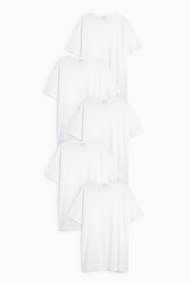 Heren - Set van 5 - T-shirt - regular fit - wit
