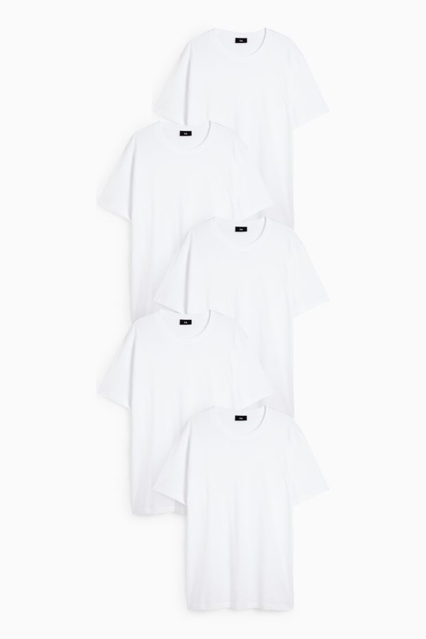 Heren - Set van 5 - T-shirt - regular fit - wit
