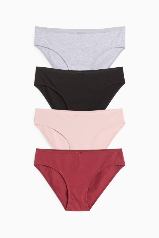 Dames - Set van 4 - slip - donkerrood