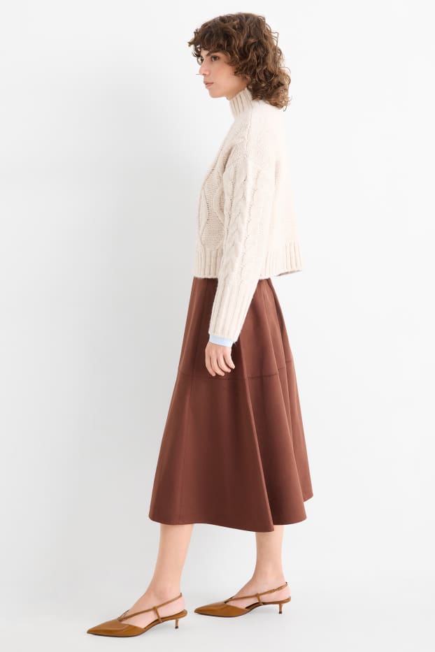 Women - Skirt - faux suede - brown