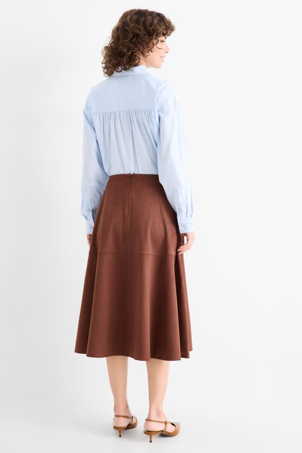 Women - Skirt - faux suede - brown