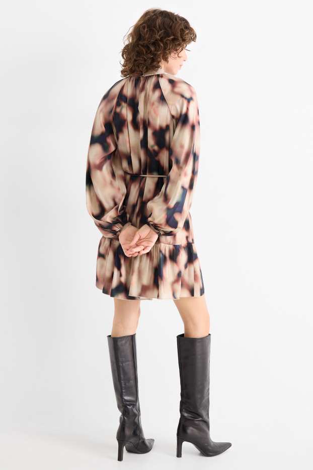 Femei - Rochie în A - cu model - negru / nej