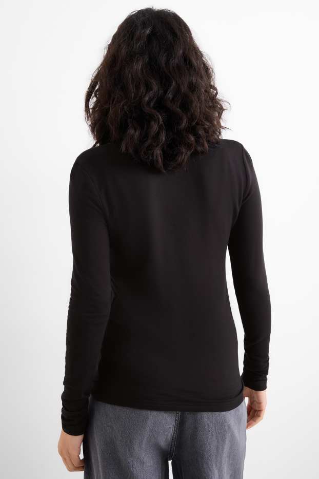 Damen - Langarmshirt - Slim Fit - schwarz