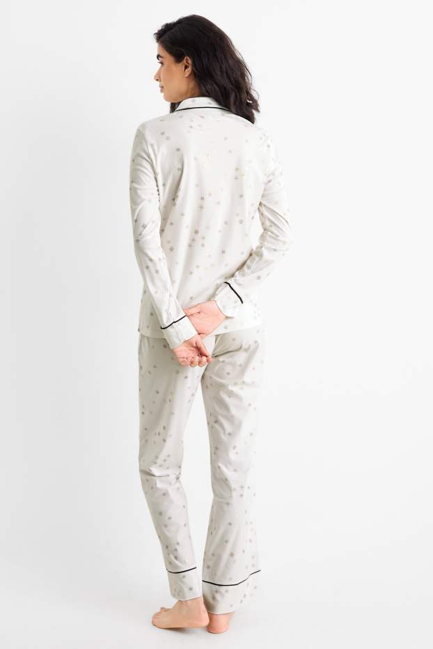 Femmes - Ensemble - pyjama et masque de sommeil - 3 pièces - à motif - blanc