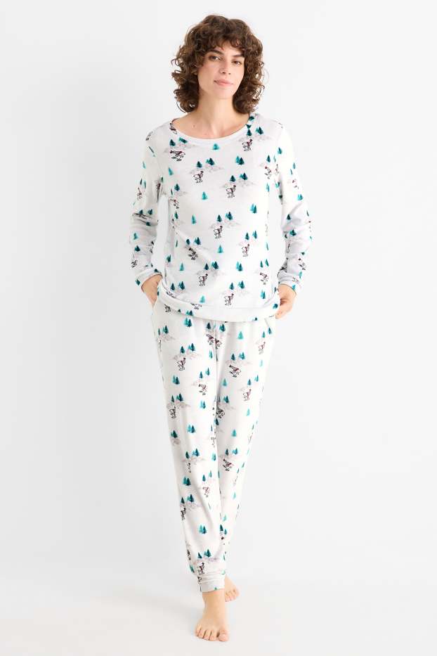 Damen - Winterpyjama - Snoopy - hellgrau-melange