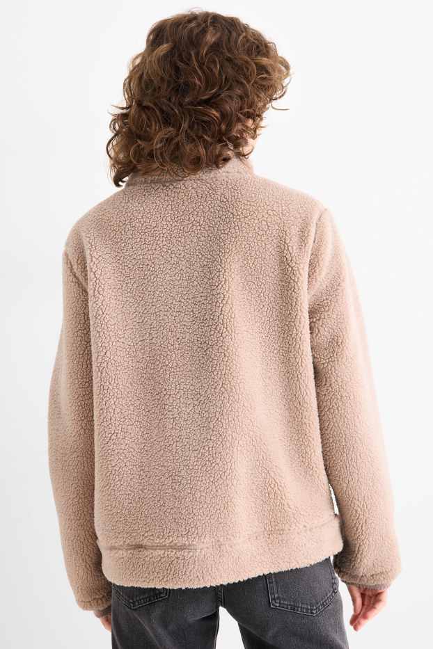 Femmes - Sweat zippé en peluche - beige