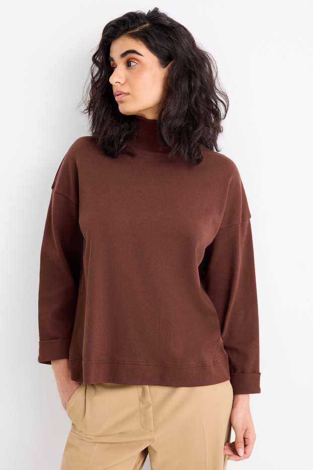 Women - Turtleneck top - dark brown
