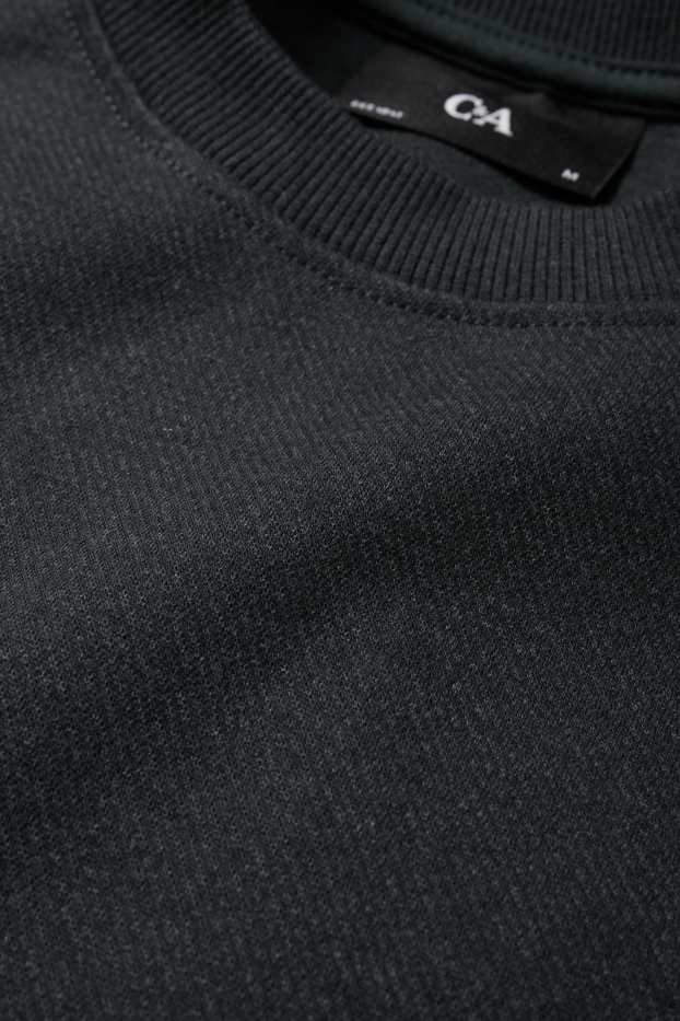 Pánské - Mikina - strukturovaná - tmavozelená