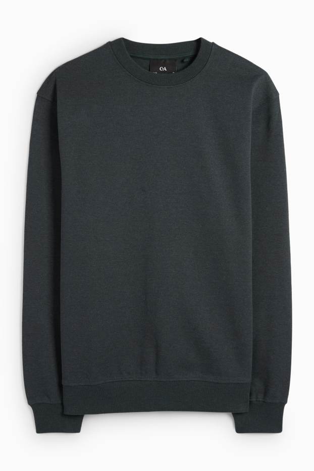 Pánské - Mikina - strukturovaná - tmavozelená