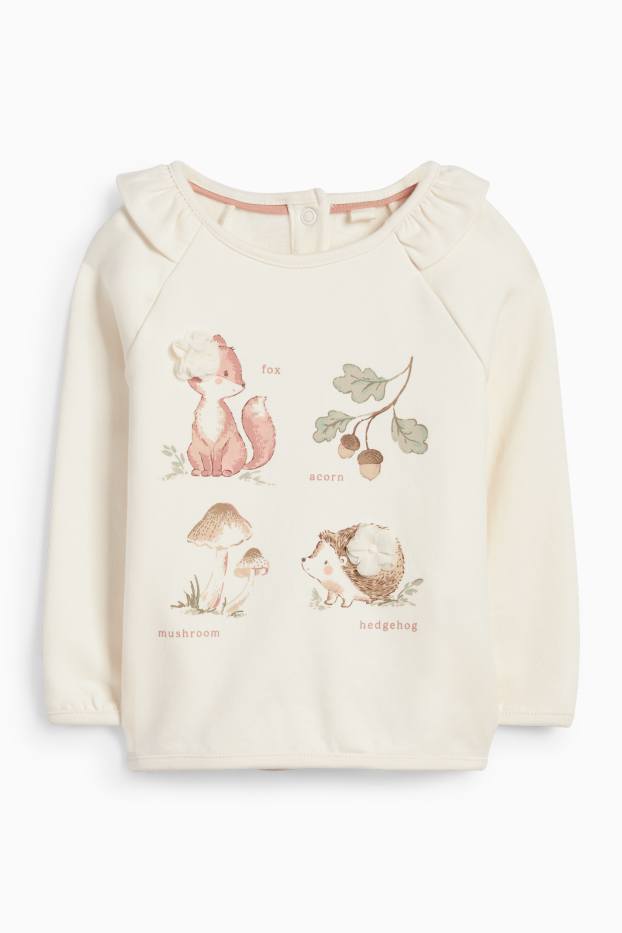 Baby Girls - Fox and hedgehog - baby sweatshirt - cremewhite