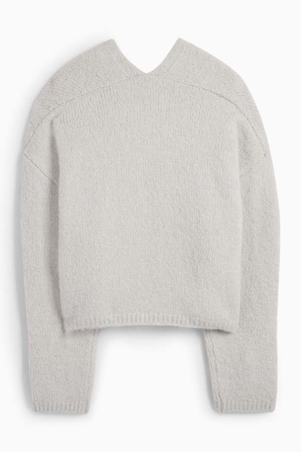 Dámské - Pletený kardigan - světle šedá