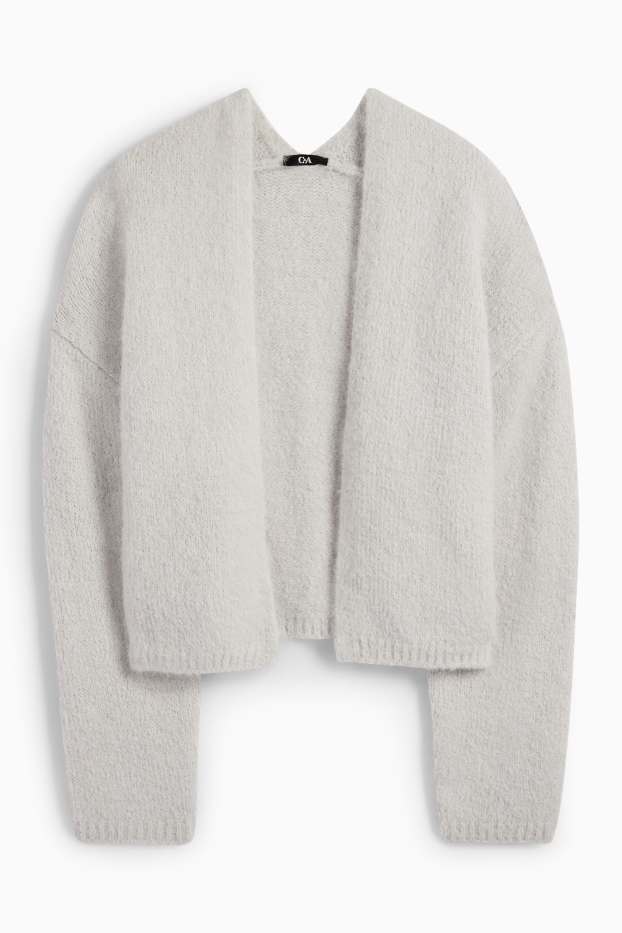 Dámské - Pletený kardigan - světle šedá