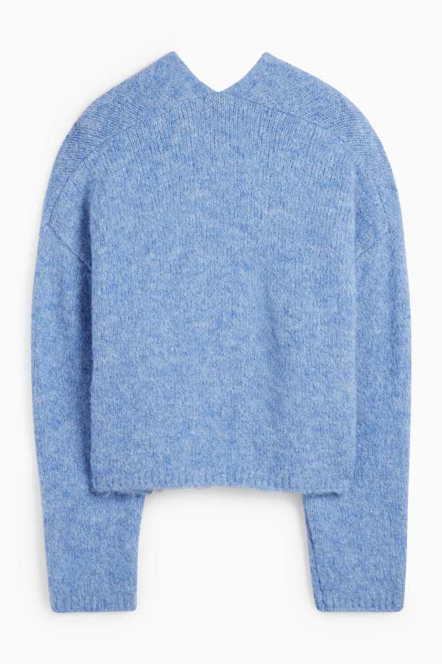 Dámské - Pletený kardigan - světle modrá