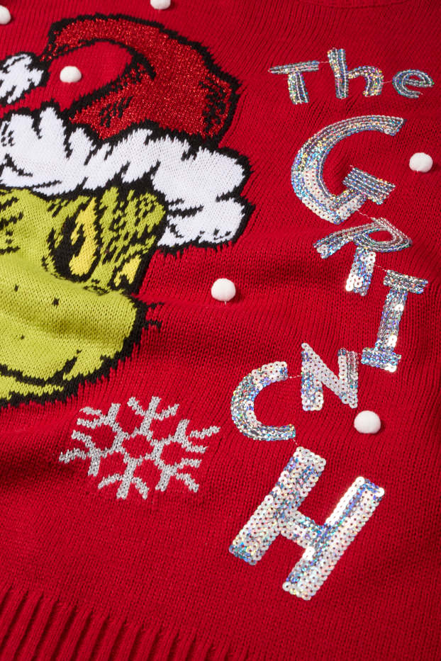 Dámské - Grinch - vánoční svetr - červená