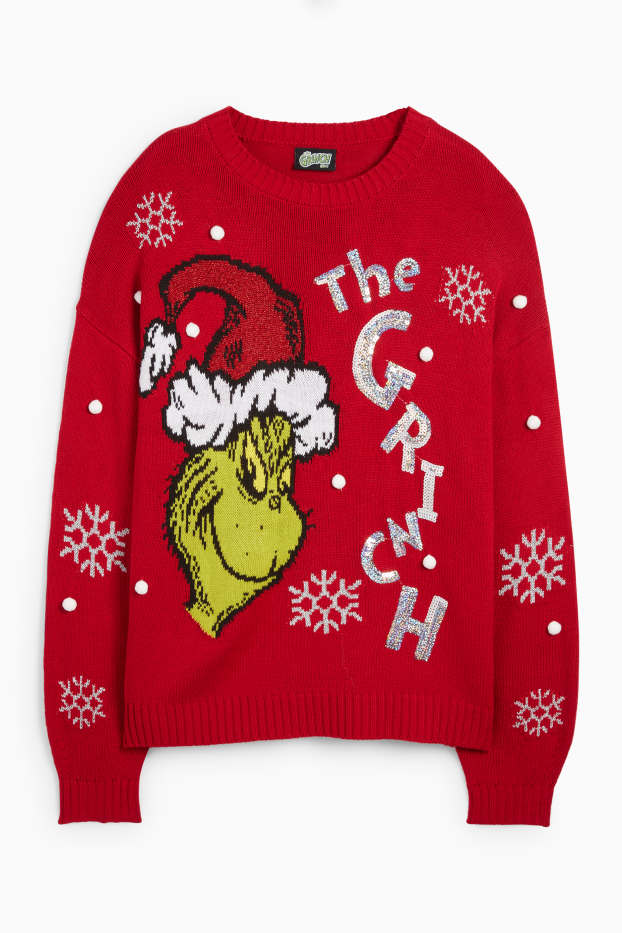 Dámské - Grinch - vánoční svetr - červená