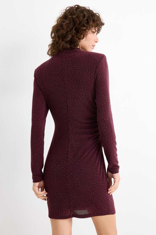 Femmes - Robe Bodycon avec pierres de strass - bordeaux
