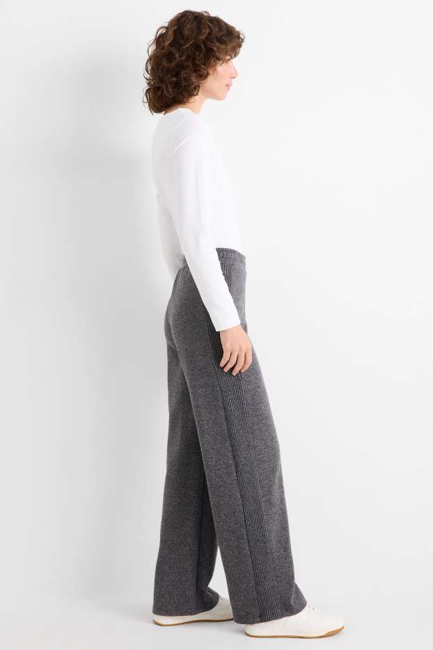 Femmes - Pantalon de jogging en maille - gris foncé