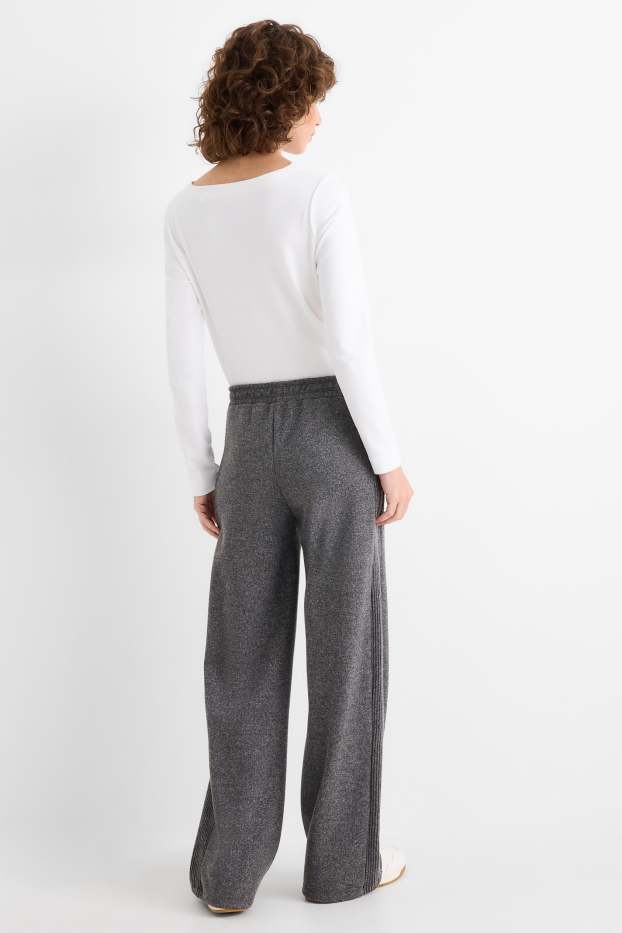 Femmes - Pantalon de jogging en maille - gris foncé
