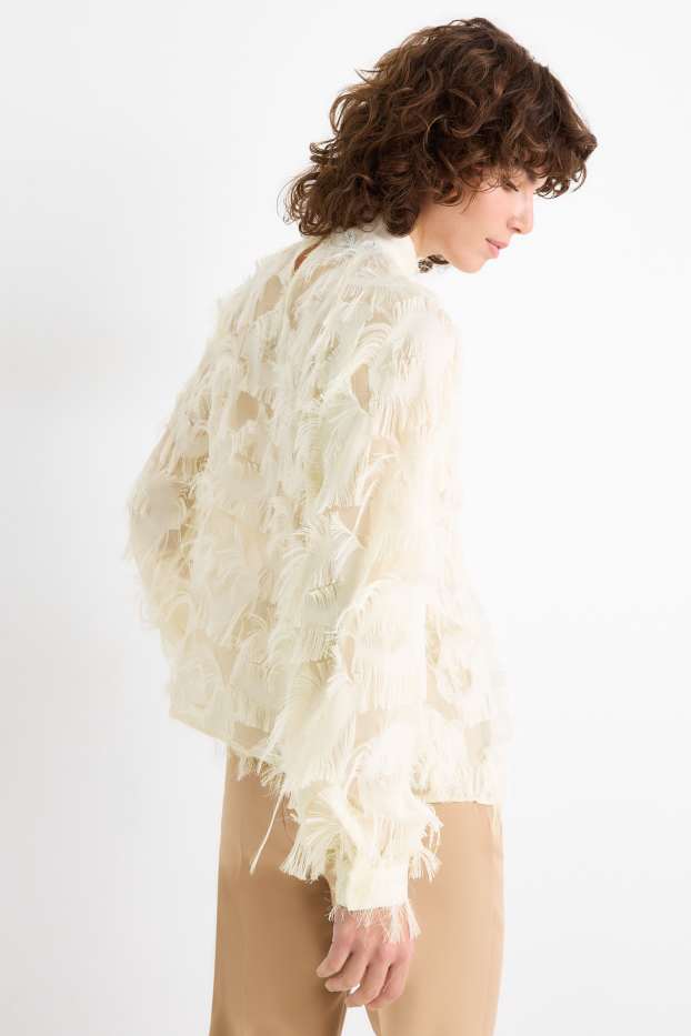 Women - Fringed blouse - cremewhite