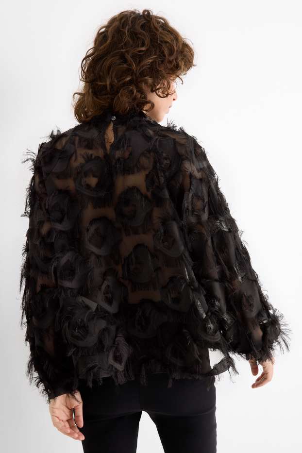 Donna - Blusa frangiata - nero