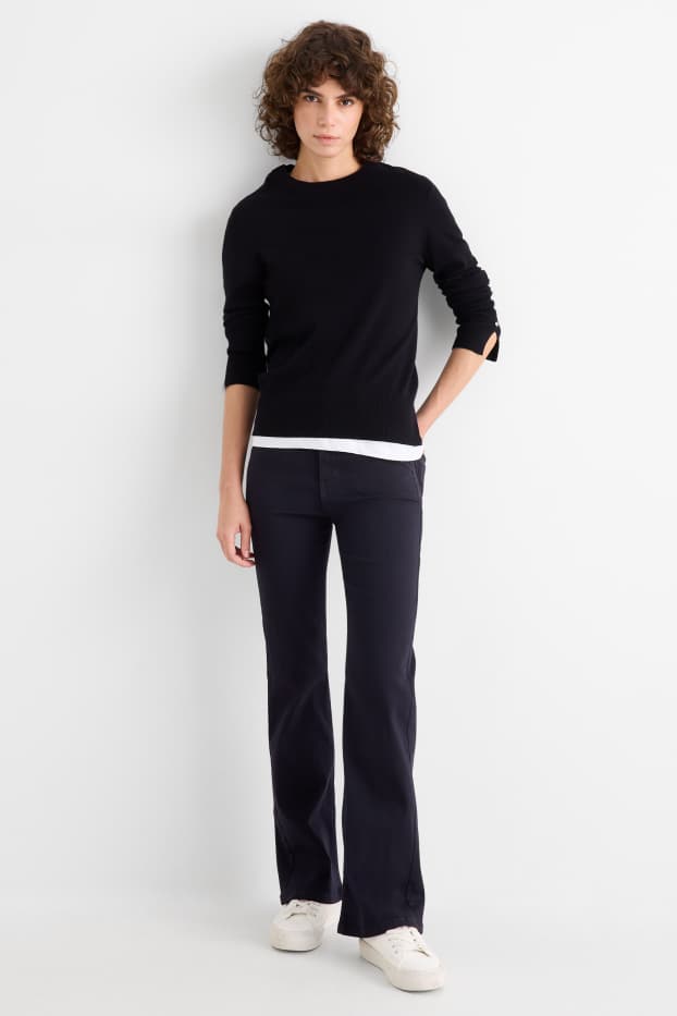 Women - Cloth trousers - high waist - recycled - dark blue