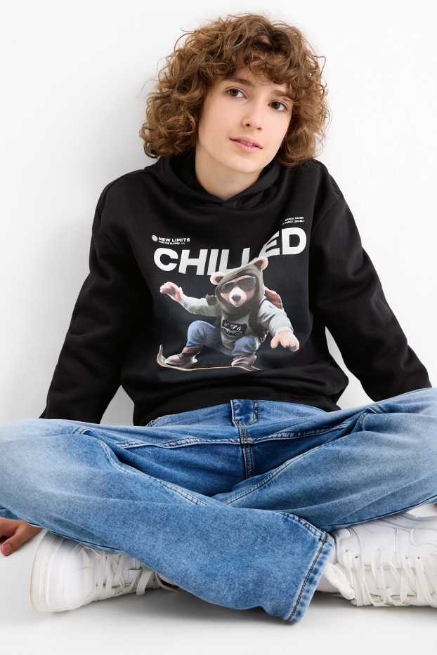 Enfants garçons - Snowboard - sweat à capuche - noir