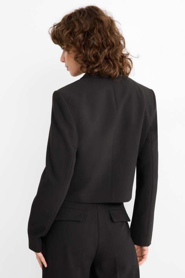 Women - Cropped blazer - fitted - black