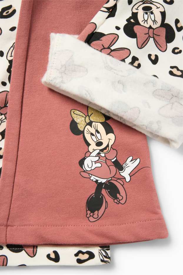 Enfants filles - Lot de 2 - Minnie Mouse - leggings chauds de coupe évasée - rose foncé