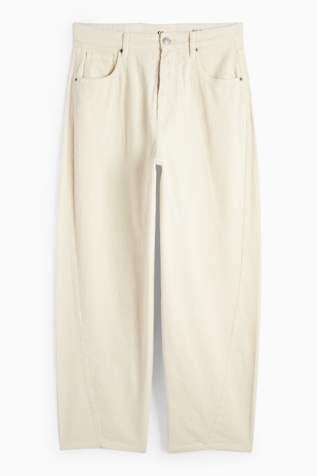 Dona - Pantalons de pana - mid waist - barrel leg - blanc trencat